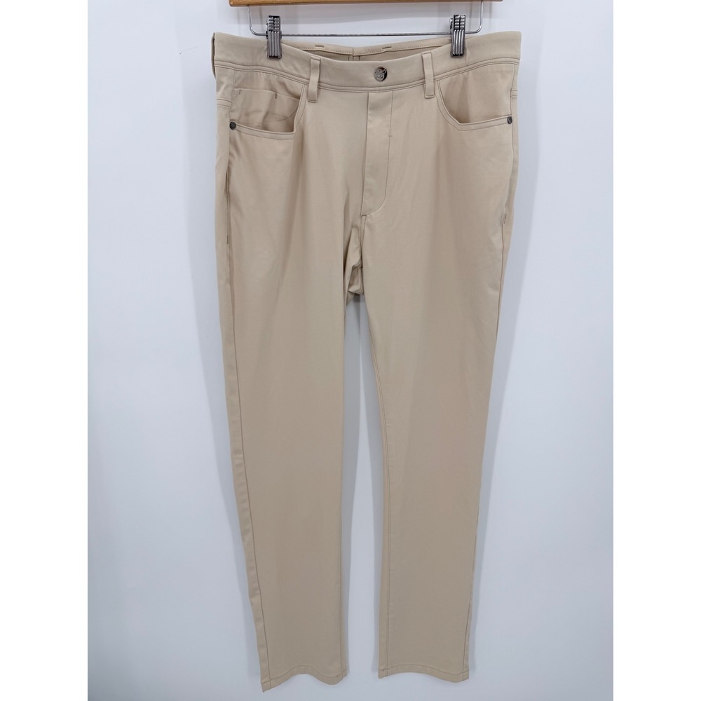 Collars & Co. Chino Pants Mens 34/32 Beige Performance 5-Pocket Slim Fit
